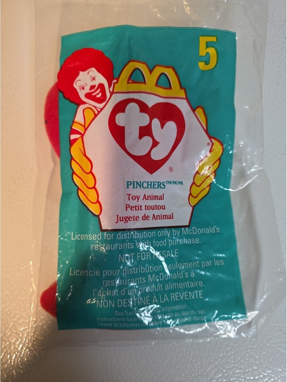 McDonald's "PINCHERS" TY #5 TOY 1998